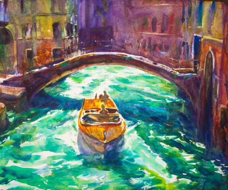 Рисуем венецианскую лодку акварелью пошагово