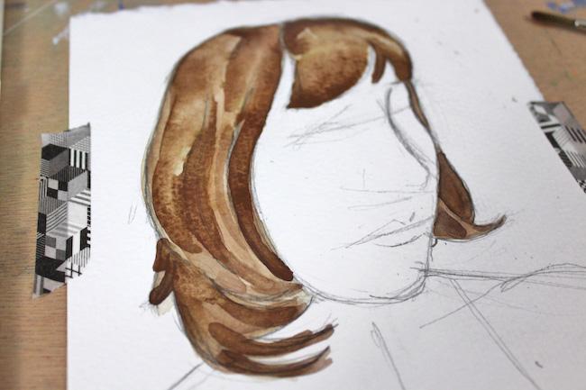 Рисуем волосы акварелью - шаг 6