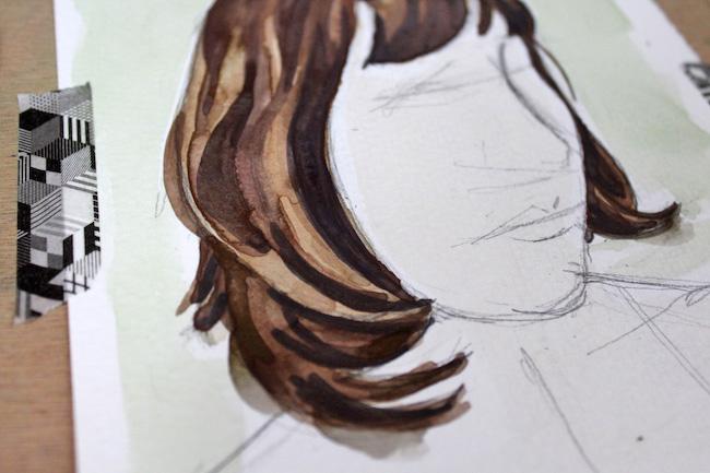 Рисуем волосы акварелью - шаг 7