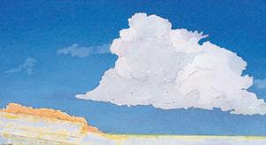 Рисуем живописные облака акварелью - шаг 3