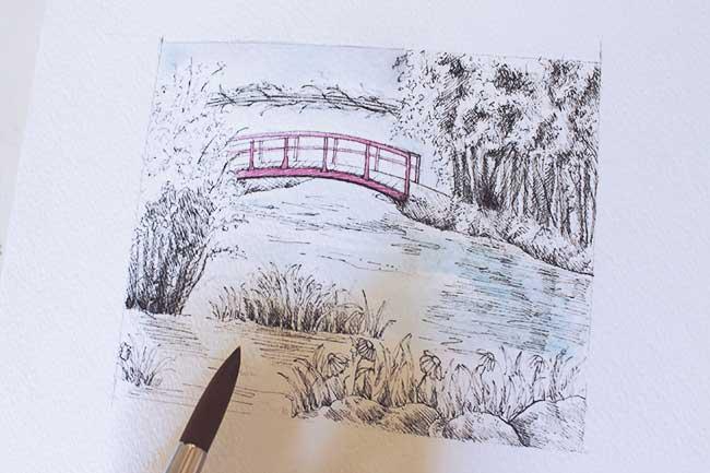 Рисуем живописный пруд акварелью - шаг 10