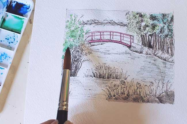 Рисуем живописный пруд акварелью - шаг 11