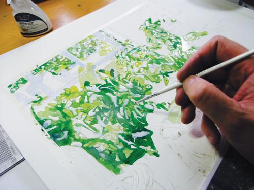 Рисуем листву акварелью - шаг 4