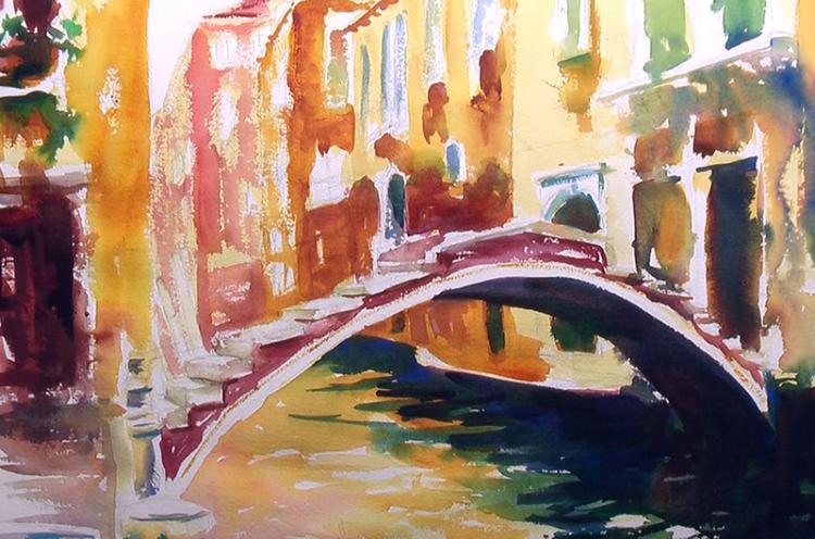 венецианский мост акварелью, шаг 4