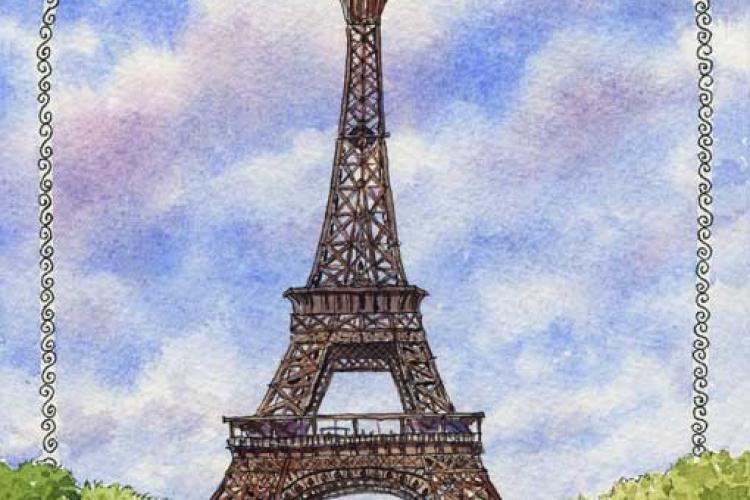 Рисуем Эйфелеву башню акварелью