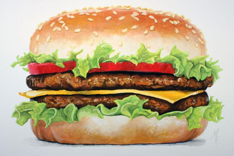 как нарисовать реалистичный гамбургер