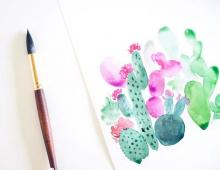Как нарисовать кактусы акварелью