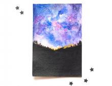 Как нарисовать звездную ночь акварелью