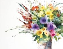 Как рисовать цветы акварелью свободными мазками