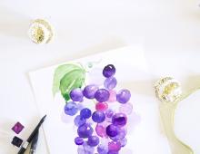 Как нарисовать виноград акварелью