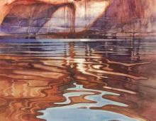Как изобразить текстуру скал и отражение озера. Урок 3