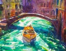 Рисуем венецианскую лодку акварелью