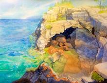 Как нарисовать скалистое побережье акварелью