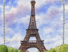 Рисуем Эйфелеву башню акварелью