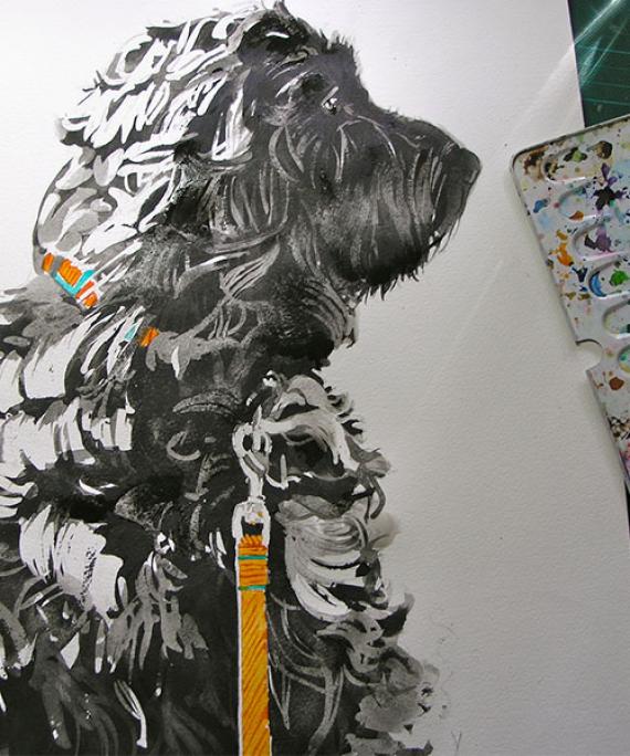 Как нарисовать черно-белый портрет собаки