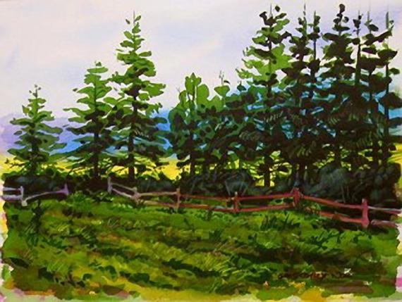 Картина «Сосновый лес» - акварельный мастер-класс