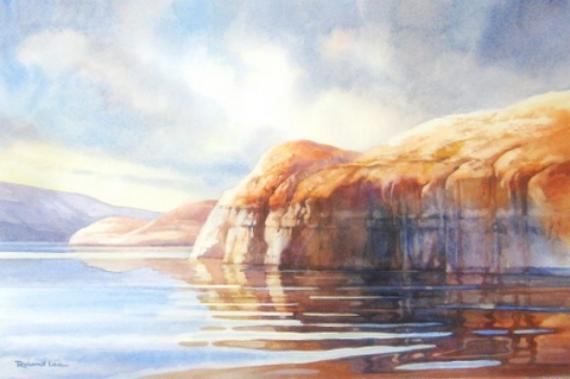 Как изобразить текстуру скал и отражение озера акварелью. Часть 1
