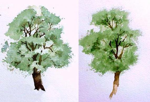 Рисование ветвистых деревьев при помощи бумажных полотенец