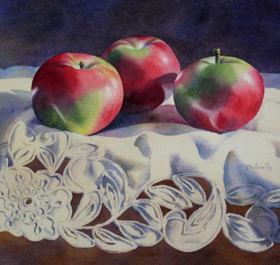 Рисуем натюрморт с яблоками